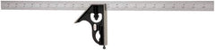 Starrett - 2 Piece, 24" Combination Square Set - 1/16, 1/32, 1/64 & 1/8" (4R) Graduation, Steel Blade, Forged Steel Square Head - Eagle Tool & Supply