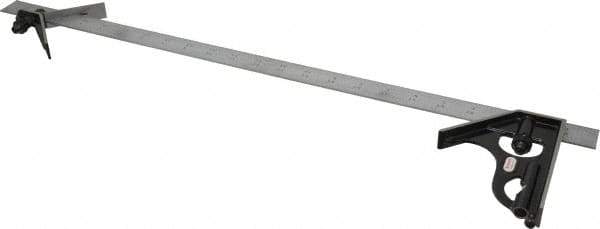 Starrett - 3 Piece, 24" Combination Square Set - 1/16, 1/32, 1/64 & 1/8" (4R) Graduation, Steel Blade, Forged Steel Center & Square Head - Eagle Tool & Supply