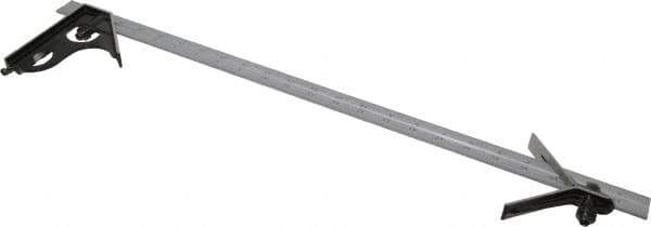 Starrett - 3 Piece, 24" Combination Square Set - 1/100, 1/32, 1/50 & 1/64" (16R) Graduation, Steel Blade, Forged Steel Center & Square Head - Eagle Tool & Supply