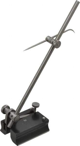 Starrett - 1 Spindle, 7 Inch Spindle Length, Surface Gage - 2 Inch Long x 1-1/2 Inch Wide Base, Hardened Steel - Eagle Tool & Supply