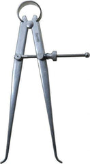 Starrett - 6 Inch Leg, Spring Joint, Steel, Polished, Inside Caliper - 6 Inch Max Measurement, 150mm Max Measurement, Flat Leg - Eagle Tool & Supply