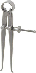 Starrett - 4 Inch Leg, Spring Joint, Steel, Polished, Inside Caliper - 4 Inch Max Measurement, 100mm Max Measurement, Flat Leg with Quick Nut Adjustment - Eagle Tool & Supply