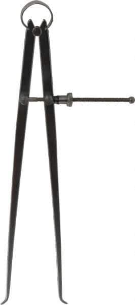 Starrett - 12 Inch Leg, Spring Joint, Steel, Polished, Inside Caliper - 12 Inch Max Measurement, 300mm Max Measurement, Flat Leg with Quick Nut Adjustment - Eagle Tool & Supply