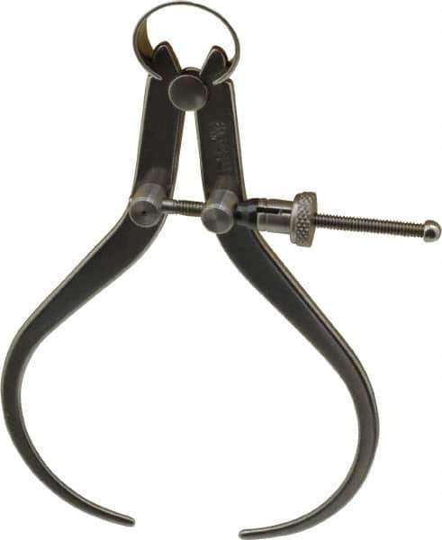 Starrett - 4 Inch Leg, Spring Joint, Steel, Polished, Outside Caliper - 4 Inch Max Measurement, 100mm Max Measurement, Flat Leg with Quick Nut Adjustment - Eagle Tool & Supply