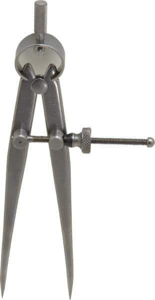 Starrett - 4 Inch Leg, Spring Joint, Steel, Polished, Divider - 4 Inch Max Measurement, 100mm Max Measurement, Flat Leg - Eagle Tool & Supply