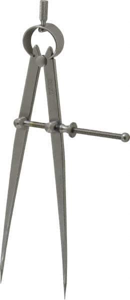 Starrett - 8 Inch Leg, Spring Joint, Steel, Polished, Divider - 8 Inch Max Measurement, 200mm Max Measurement, Flat Leg - Eagle Tool & Supply
