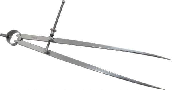 Starrett - 12 Inch Leg, Spring Joint, Steel, Polished, Divider - 12 Inch Max Measurement, 300mm Max Measurement, Flat Leg - Eagle Tool & Supply