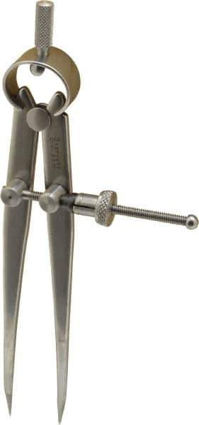 Starrett - 4 Inch Leg, Spring Joint, Steel, Polished, Divider - 4 Inch Max Measurement, 100mm Max Measurement, Flat Leg with Quick Nut Adjustment - Eagle Tool & Supply