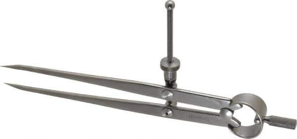 Starrett - 6 Inch Leg, Spring Joint, Steel, Polished, Divider - 6 Inch Max Measurement, 150mm Max Measurement, Flat Leg with Quick Nut Adjustment - Eagle Tool & Supply