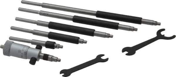 Starrett - 2 to 8", Mechanical Inside Micrometer Set - 0.001" Graduation, Friction Thimble - Eagle Tool & Supply