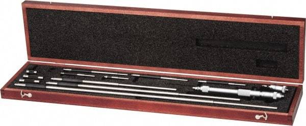 Starrett - 2 to 32", Satin Chrome Coated, Mechanical Inside Micrometer Set - 0.001" Graduation, Friction Thimble - Eagle Tool & Supply