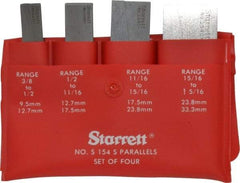 Starrett - 3/8 to 1-5/16 Inch Adjustable Parallel Set - 1-3/4 to 3-9/16 Inch Long, 9/32 Inch Thick, Includes Case, 4 Pieces - Eagle Tool & Supply