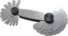 Starrett - 28 Leaf, 0.5 to 11.5mm Pitch Range, Steel Screw Pitch Gage - 60° Thread Angle - Eagle Tool & Supply