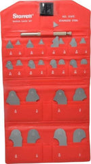 Starrett - 25 Piece, 1/64 to 1/2 Inch Radius, Stainless Steel Radius Gage Set - Satin Chrome Coated - Eagle Tool & Supply