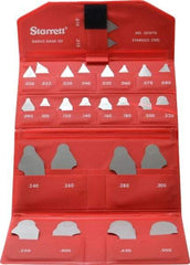 Starrett - 26 Piece, 0.01 to 0.1 Inch Radius, Stainless Steel Radius Gage Set - Satin Chrome Coated - Eagle Tool & Supply