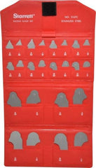 Starrett - 24 Piece, 1/32 to 1/2 Inch Radius, Stainless Steel Radius Gage Set - Satin Chrome Coated - Eagle Tool & Supply