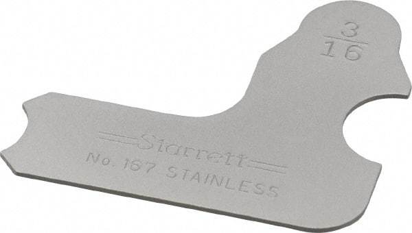 Starrett - 3/16 Inch Radius Gage - Satin Chrome Finish, Stainless Steel - Eagle Tool & Supply