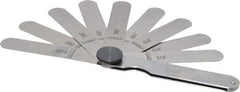 Starrett - 9 Piece, 0.0015 to 0.015" Thick, Parallel Feeler Gage Set - 3-1/32" Leaf Length, 1/2" Wide, Tempered Steel - Eagle Tool & Supply