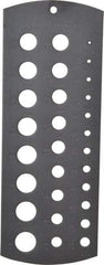 Starrett - 1/16 Inch to 1/2 Inch Hole Size Drill Gage - 6-1/4 Inch Long, 2-5/16 Inch Wide, 29 Holes - Eagle Tool & Supply