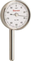 Starrett - 0.2 Inch Range, 0.001 Inch Dial Graduation, Horizontal Dial Test Indicator - 1-7/16 Inch White Dial, 0-100 Dial Reading - Eagle Tool & Supply