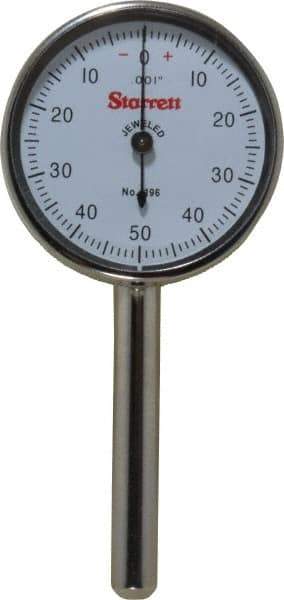 Starrett - 0.2" Range, 0-50-0 Dial Reading, 0.001" Graduation Dial Drop Indicator - 1-7/16" Dial - Eagle Tool & Supply