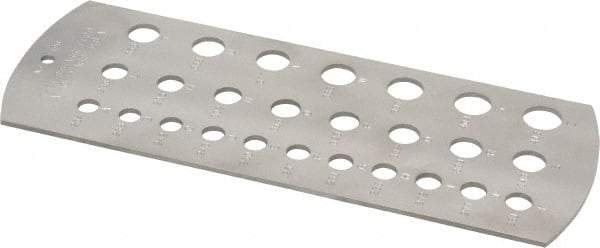 Starrett - 0.234 Inch to 0.413 Inch Hole Size Drill Gage - 6-1/4 Inch Long, 2-5/16 Inch Wide, 26 Holes - Eagle Tool & Supply