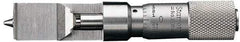 Starrett - 0 to 0.375 Inch Measurement Range, 0.001 Inch Graduation, Satin Coated Stainless Steel, Mechanical Can Seam Micrometer - Flat Spindle - Eagle Tool & Supply