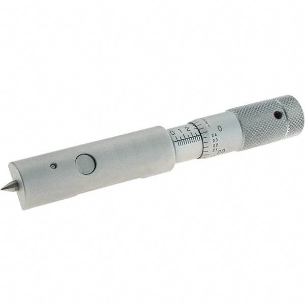 Starrett - 0 to 0.5 Inch Measurement Range, 0.001 Inch Graduation, Satin Chrome Coated Carbide, Mechanical Can Seam Micrometer - Flat Spindle, Ratchet Stop Thimble, Includes Locknut - Eagle Tool & Supply