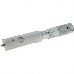 Starrett - 0 to 0.5 Inch Measurement Range, 0.001 Inch Graduation, Satin Chrome Coated Carbide, Mechanical Can Seam Micrometer - Flat Spindle, Ratchet Stop Thimble, Includes Locknut - Eagle Tool & Supply