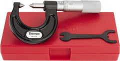Starrett - 0 to 7/8" Range, Mechanical Screw Thread Micrometer - Plain Thimble, 0.001" Graduation, 0.004mm Accuracy - Eagle Tool & Supply