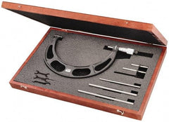 Starrett - 6 to 12" Range, 6 Piece Mechanical Outside Micrometer Set - 0.001" Graduation, Ratchet Stop Thimble, Steel Face - Eagle Tool & Supply