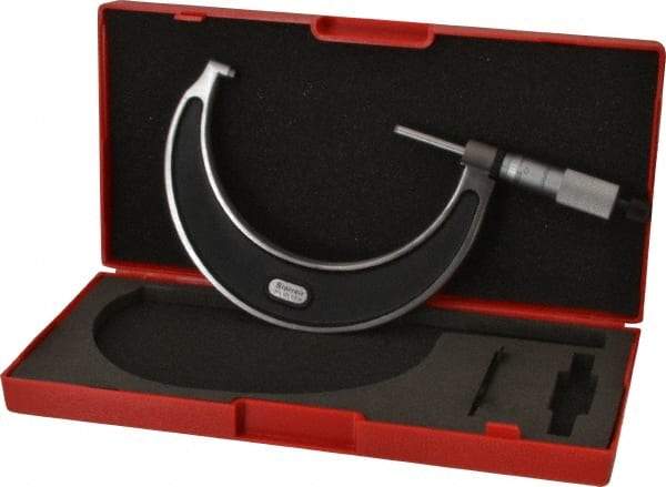 Starrett - 3 to 4" Range, 0.0001" Graduation, Mechanical Outside Micrometer - Ratchet Stop Thimble, Accurate to 0.0001" - Eagle Tool & Supply