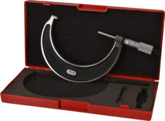 Starrett - 3 to 4" Range, 0.0001" Graduation, Mechanical Outside Micrometer - Ratchet Stop Thimble, Accurate to 0.0001" - Eagle Tool & Supply