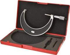 Starrett - 4 to 5" Range, 0.0001" Graduation, Mechanical Outside Micrometer - Ratchet Stop Thimble, Accurate to 0.0001" - Eagle Tool & Supply
