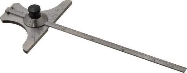 Starrett - 0 to 6 Inch Rule Measurement Range, 30 to 60° Angle Measurement Range, Steel Depth and Angle Gage - 60° Angle Graduation, 2-5/8 Inch Head Length, 1/8 Inch Head Width, 1/32 Inch Rule Graduation - Eagle Tool & Supply