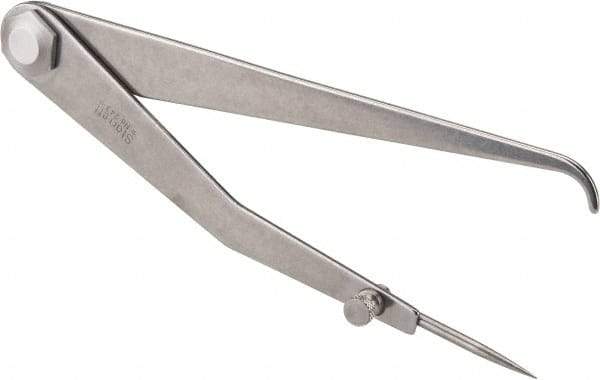 Starrett - 6 Inch Leg, Firm Joint, Steel, Polished, Hermaphrodite Caliper - 8 Inch Max Measurement, 200mm Max Measurement, Round Leg - Eagle Tool & Supply