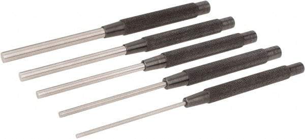 Starrett - 5 Piece, 1/8 to 3/8", Pin Punch Set - Round Shank, Comes in Plain Box - Eagle Tool & Supply