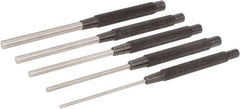 Starrett - 5 Piece, 1/8 to 3/8", Pin Punch Set - Round Shank, Comes in Plain Box - Eagle Tool & Supply