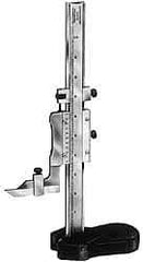 Starrett - 0 to 18 Inch Measurement, 0.001 Inch Graduation, Vernier Height Gage - Satin Chrome Finish, 4-7/16 Inch Long x 2-9/32 Inch Wide - Eagle Tool & Supply