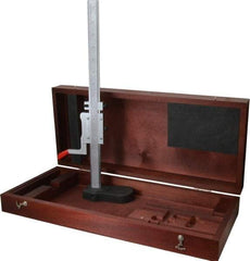 Starrett - 0 to 12 Inch Measurement, 0.001 Inch Graduation, Vernier Height Gage - Satin Chrome Finish, 4-7/16 Inch Long x 2-9/32 Inch Wide - Eagle Tool & Supply
