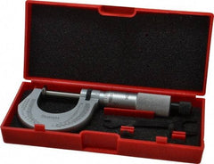 Starrett - 0 to 1 Inch, 0.001 Inch Graduation, Ratchet Stop Thimble, Mechanical Disc Micrometer - 0.00015 Whole Surface and 0.0002 Measuring Edge Inch Accuracy, 1/2 Inch Disc, Steel - Eagle Tool & Supply
