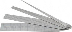 Starrett - 1/16 to 1-1/16 Inch Measurement, 4 Leaf Taper Gage - 5-1/4 Inch Long x 1 Inch Wide, Spring Tempered Steel, 1/64 Inch Graduation - Eagle Tool & Supply