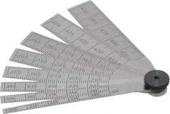 Starrett - 0.1 to 0.5 Inch Measurement, 8 Leaf Taper Gage - 2-1/2 Inch Long, Tempered Steel, 0.001 Inch Graduation - Eagle Tool & Supply