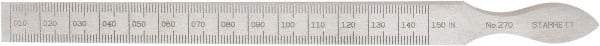 Starrett - 0.01 to 0.15 Inch Measurement, 1 Leaf Taper Gage - 6-1/4 Inch Long, Tool Steel, 0.001 Inch Graduation - Eagle Tool & Supply