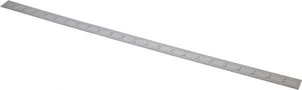Starrett - 24" Long, 1/64, 1/50, 1/32, 1/10" Graduation, Flexible Steel Rule - 3R Graduation Style, 1" Wide, Silver, Satin Chrome Finish - Eagle Tool & Supply