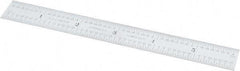Starrett - 6" Long, 1/64, 1/32, 1/16, 1/8" Graduation, Flexible Steel Rule - 4R Graduation Style, 3/4" Wide, Silver, Satin Chrome Finish - Eagle Tool & Supply