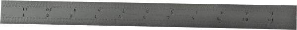 Starrett - 12" Long, 1/64, 1/32, 1/16, 1/8" Graduation, Flexible Steel Rule - 4R Graduation Style, 1" Wide, Silver, Satin Chrome Finish - Eagle Tool & Supply