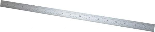 Starrett - 18" Long, 1/100, 1/64, 1/32, 1/10" Graduation, Flexible Steel Rule - 5R Graduation Style, 3/4" Wide, Silver, Satin Chrome Finish - Eagle Tool & Supply