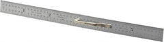 Starrett - 6" Long, 1/64, 1/32" Graduation, Flexible Steel Rule - 10R Graduation Style, 1/2" Wide, Silver, Satin Chrome Finish - Eagle Tool & Supply