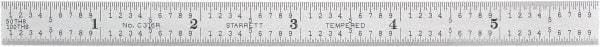 Starrett - 6" Long, 1/100, 1/64, 1/50, 1/32" Graduation, Flexible Steel Rule - 16R Graduation Style, 1/2" Wide, Silver, Satin Chrome Finish - Eagle Tool & Supply